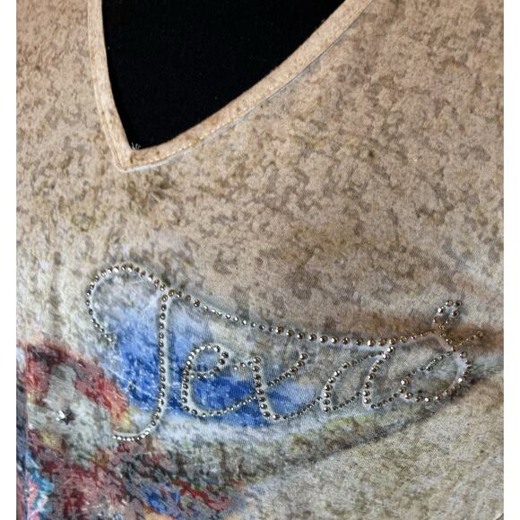 Reba “Texas” Embellished Knit Top 3/4 Sleeves Size Small - Picture 2 of 5